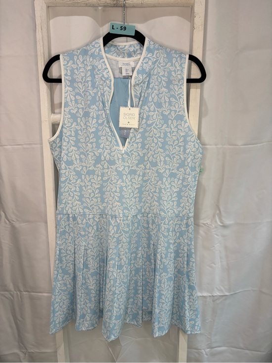 Sigrid Olsen Other - Sigrid Olsen Sky Blue and White Sleeveless V-Neck Printed Dress